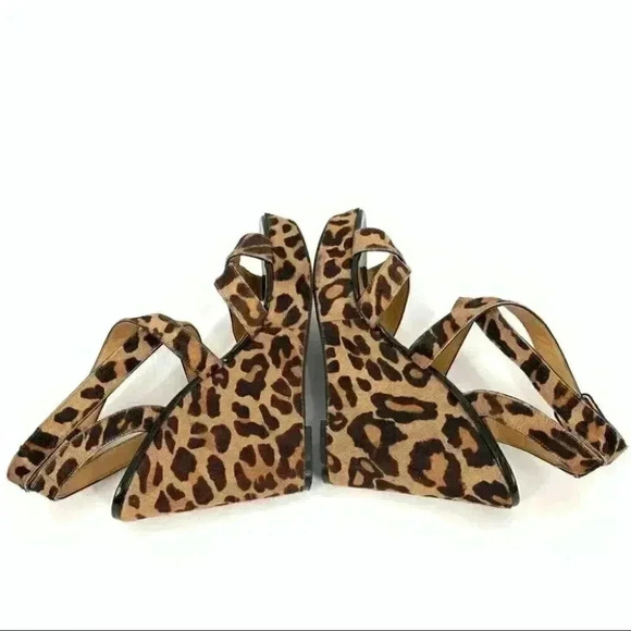 Nine West womens Fannyr heels size 8 brown cheetah calf hair platform wedges - Picture 6 of 14